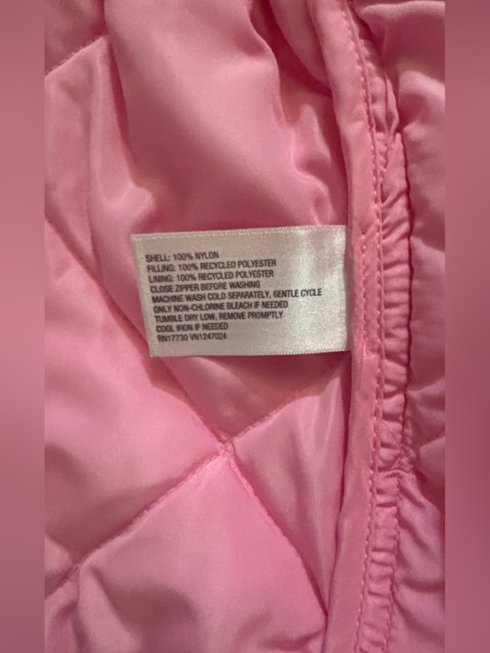 All in Motion Women’s XL Pink Quilted Jacket Full Zip Nylon Lightweight - Picture 6 of 8